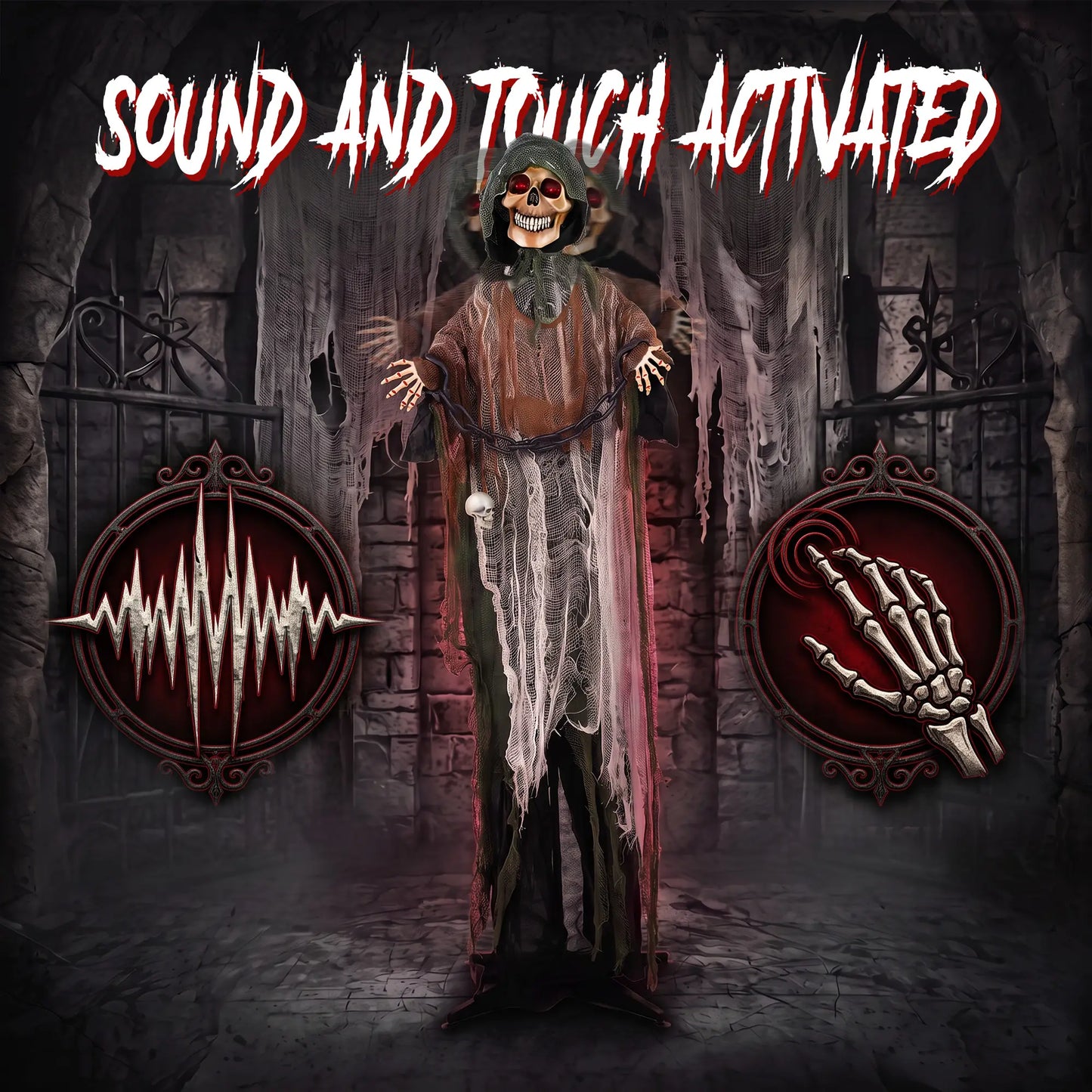 5.6 Ft Animated Grim Reaper Halloween Animatronic, Moves & Glows Halloween Decorations at Gallery Canada