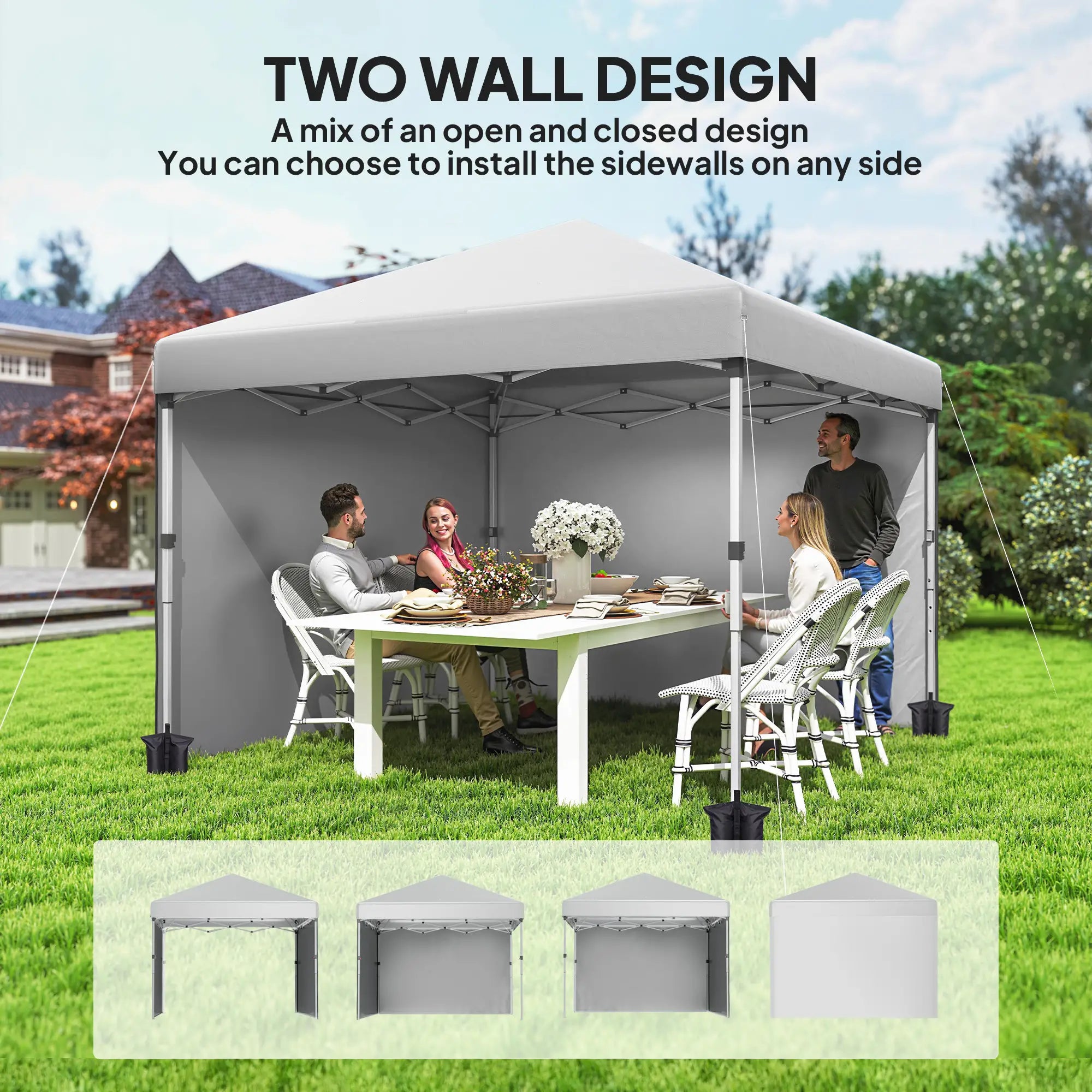 10' x 10' Pop Up Canopy, Sidewalls, Roller Bag, Adjustable Height, White Pop Up Canopies at Gallery Canada