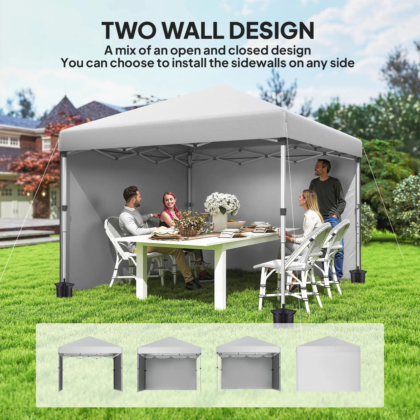 10' x 10' Pop Up Canopy, Sidewalls, Roller Bag, Adjustable Height, White Pop Up Canopies at Gallery Canada