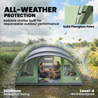 Large Family Tent, 2-4 Person, 4 Windows, Porch, Light Green Camping Tents at Gallery Canada