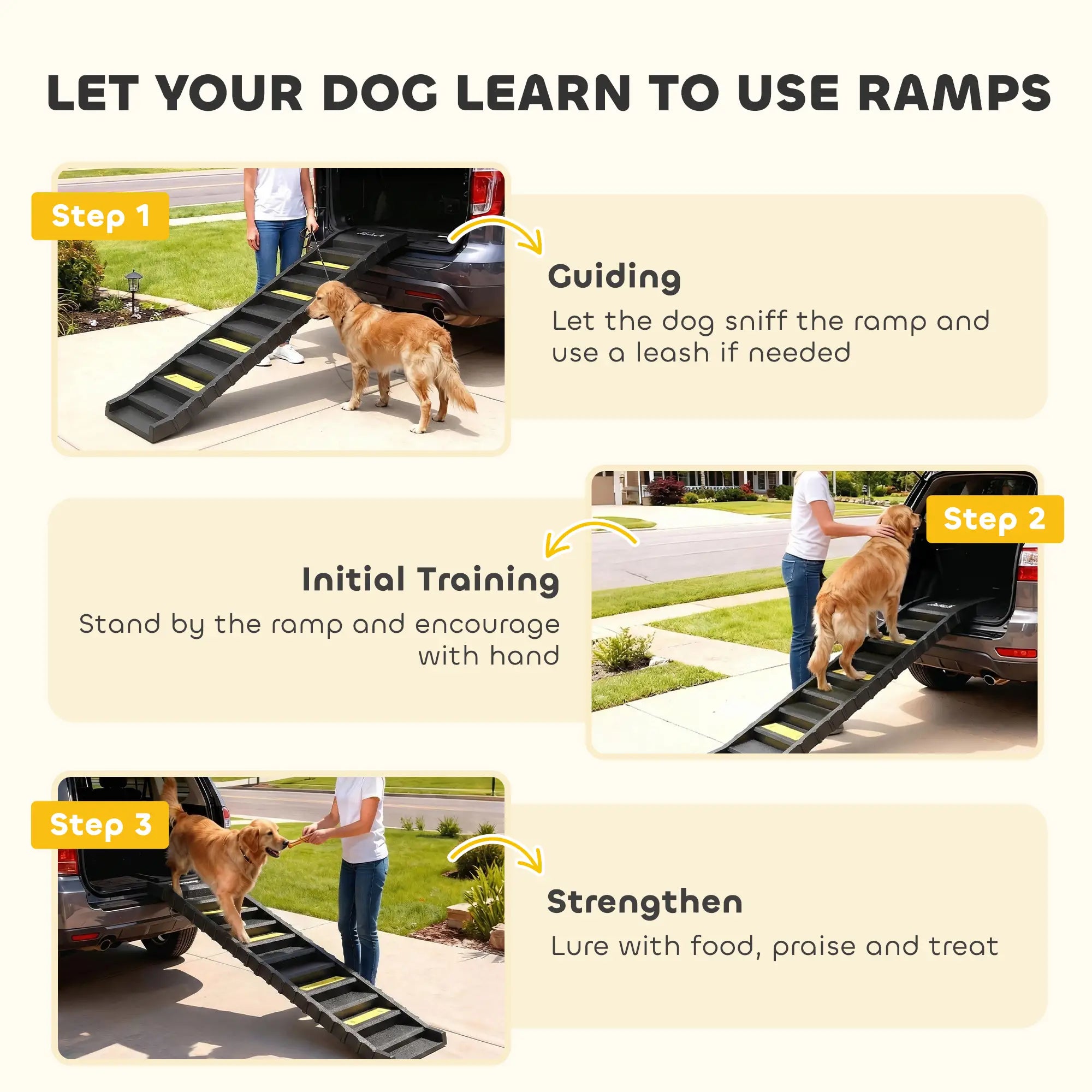 Foldable Dog Ramp With Anti-Slip Steps, Pet Stairs For Senior Pets, Black Dog Stairs at Gallery Canada