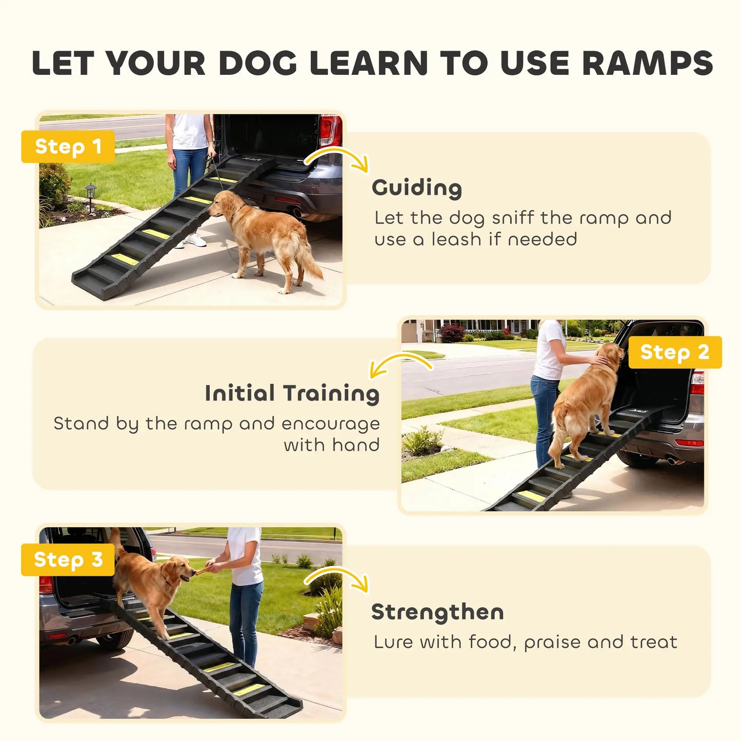 Foldable Dog Ramp With Anti-Slip Steps, Pet Stairs For Senior Pets, Black Dog Stairs at Gallery Canada