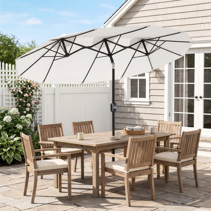 9.7' Double-Sided Patio Umbrella, Tilt Crank Vents, Cream White Sun Umbrellas at Gallery Canada