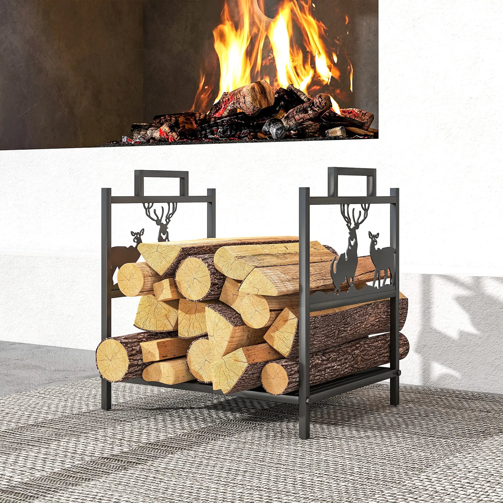Heavy Duty Log Stand, Firewood Rack Outdoor, Black Firewood Racks at Gallery Canada