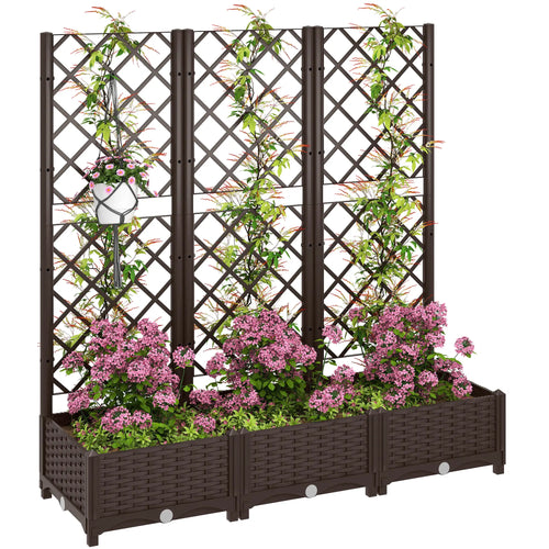 Raised Garden Bed With Trellis, PE Rattan, Drainage Holes, 47