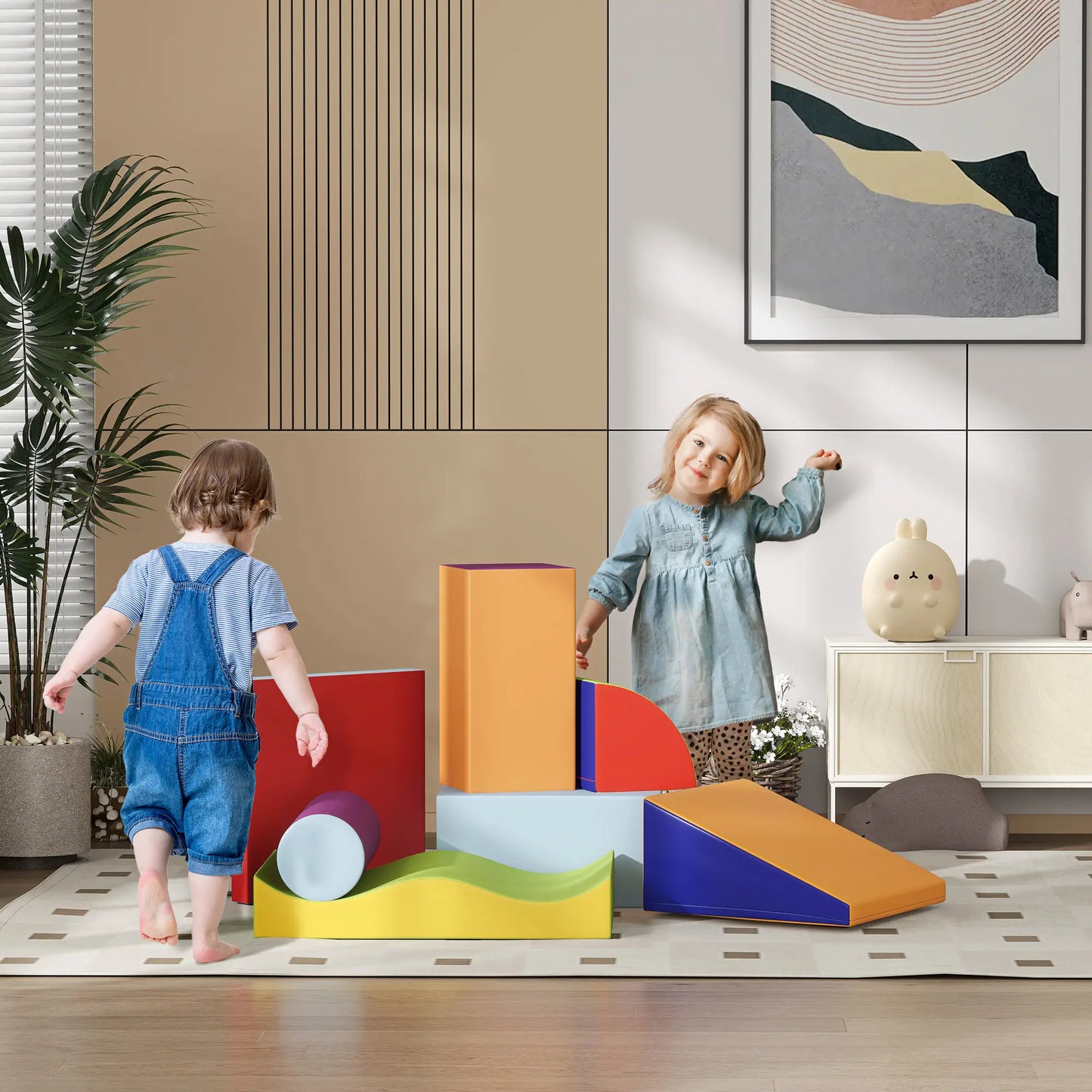 7 Pieces Soft Play Foam Climbing Blocks, Indoor Kids Play Toys, Dark Kids Gym & Playmats at Gallery Canada