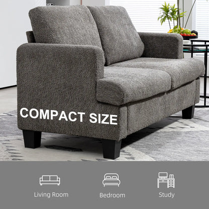 54.3" Loveseat Sofa, 2 Seater, Removable Cushions, Solid Wood Frame, Dark Grey 2-Seater Sofas at Gallery Canada