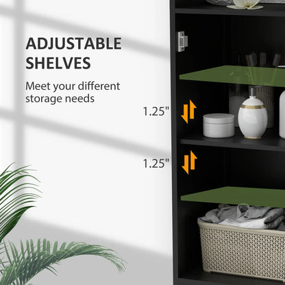 Tall Bathroom Storage Cabinet, Freestanding with Adjustable Shelf, 3 Open Shelves, Black Bathroom Cabinets at Gallery Canada