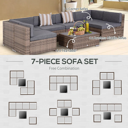 7-Piece Outdoor Wicker Patio Set, All Weather PE Rattan Sofa, Grey Patio Furniture Sets at Gallery Canada