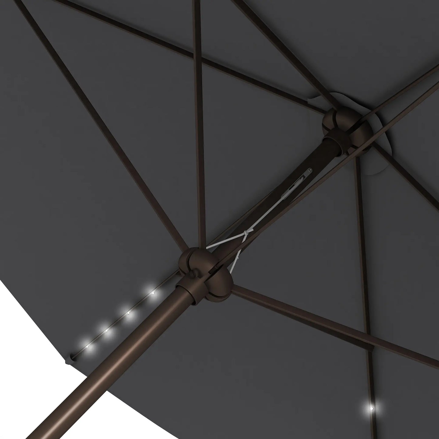 6.5x10ft Dark Grey Tilt Aluminum Patio Umbrella, Solar Powered LEDs, Dark Grey Sun Umbrellas at Gallery Canada