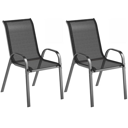 Outdoor Dining Chairs Set of 2, Stackable, High Back, Black Patio Chairs at Gallery Canada