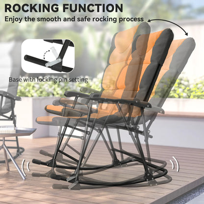3-Piece Outdoor Foldable Rocking Chair Set, Orange Bistro Sets at Gallery Canada