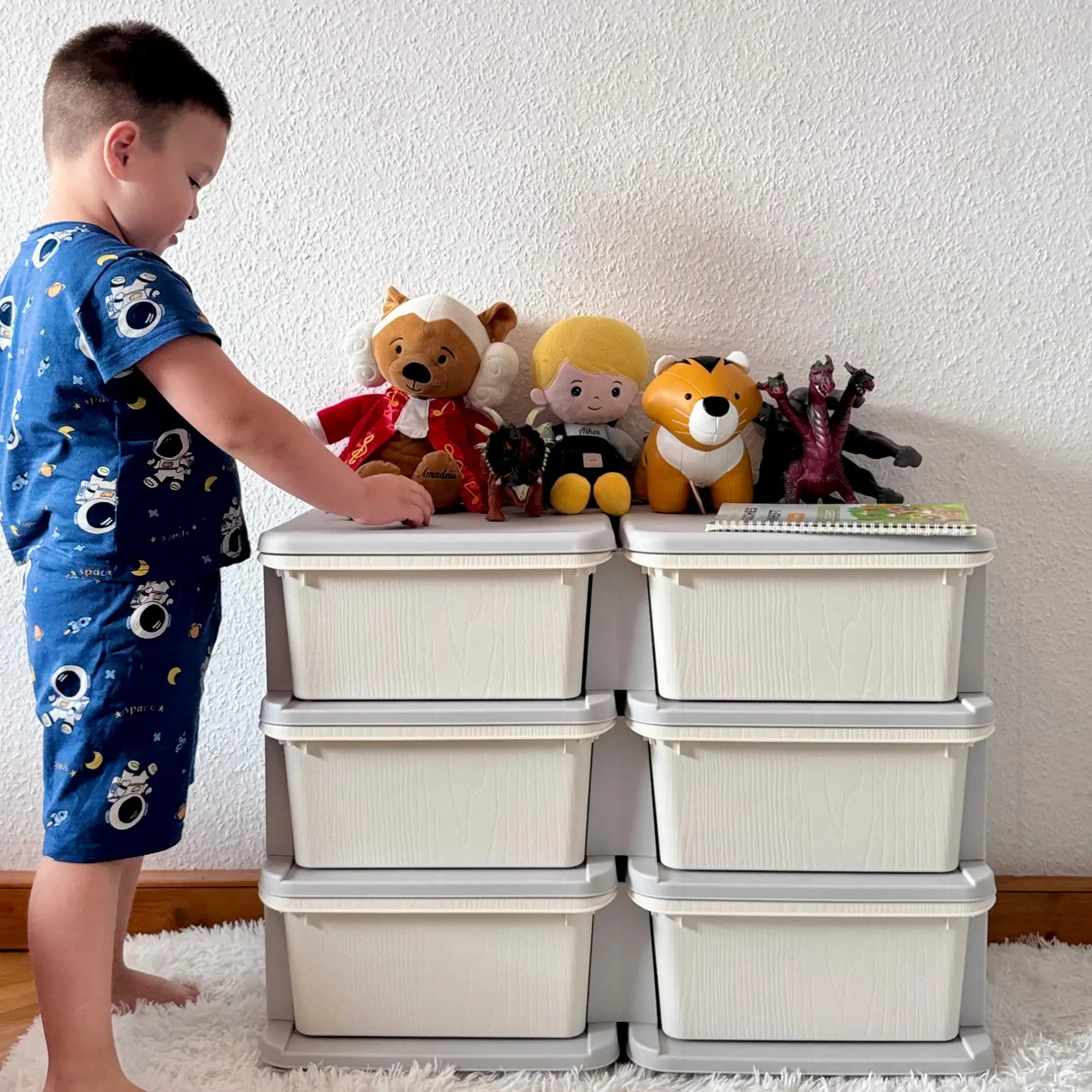 3 Tier Kids Toy Organizer, 6 Plastic Drawers, Cream White Baby & Kids Storage at Gallery Canada