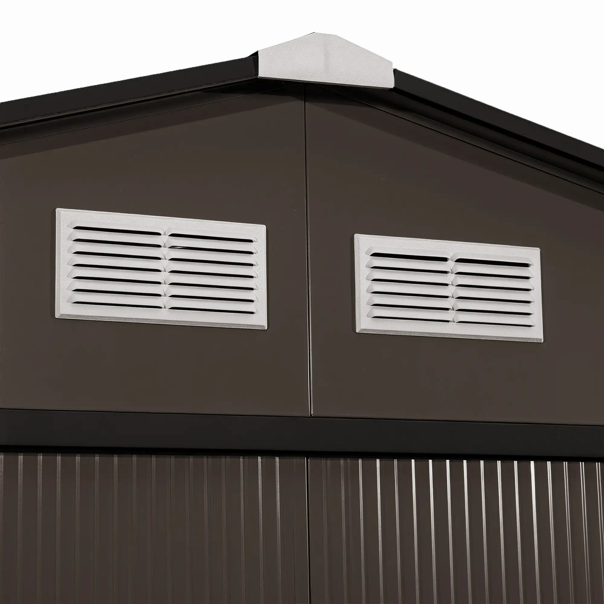 9.1'x6.4'x6.3' Garden Storage Shed, Foundation Kit, Metal Tool House, Double Doors, Brown Sheds at Gallery Canada