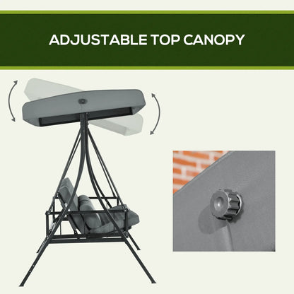 3 Person Porch Swing Bench, Adjustable Canopy, Cushions, Pillows, Dark Grey Porch Swings with Canopy at Gallery Canada