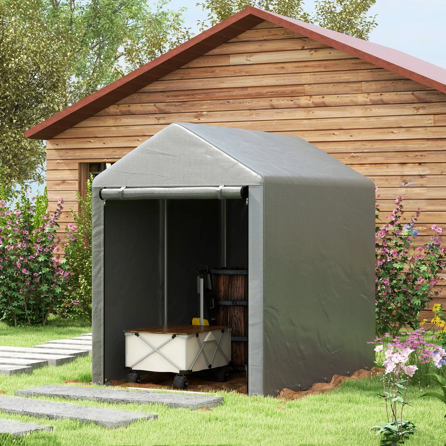 4x6ft Outdoor Storage Shed Tent, Portable with Roll-up Door Sheds at Gallery Canada