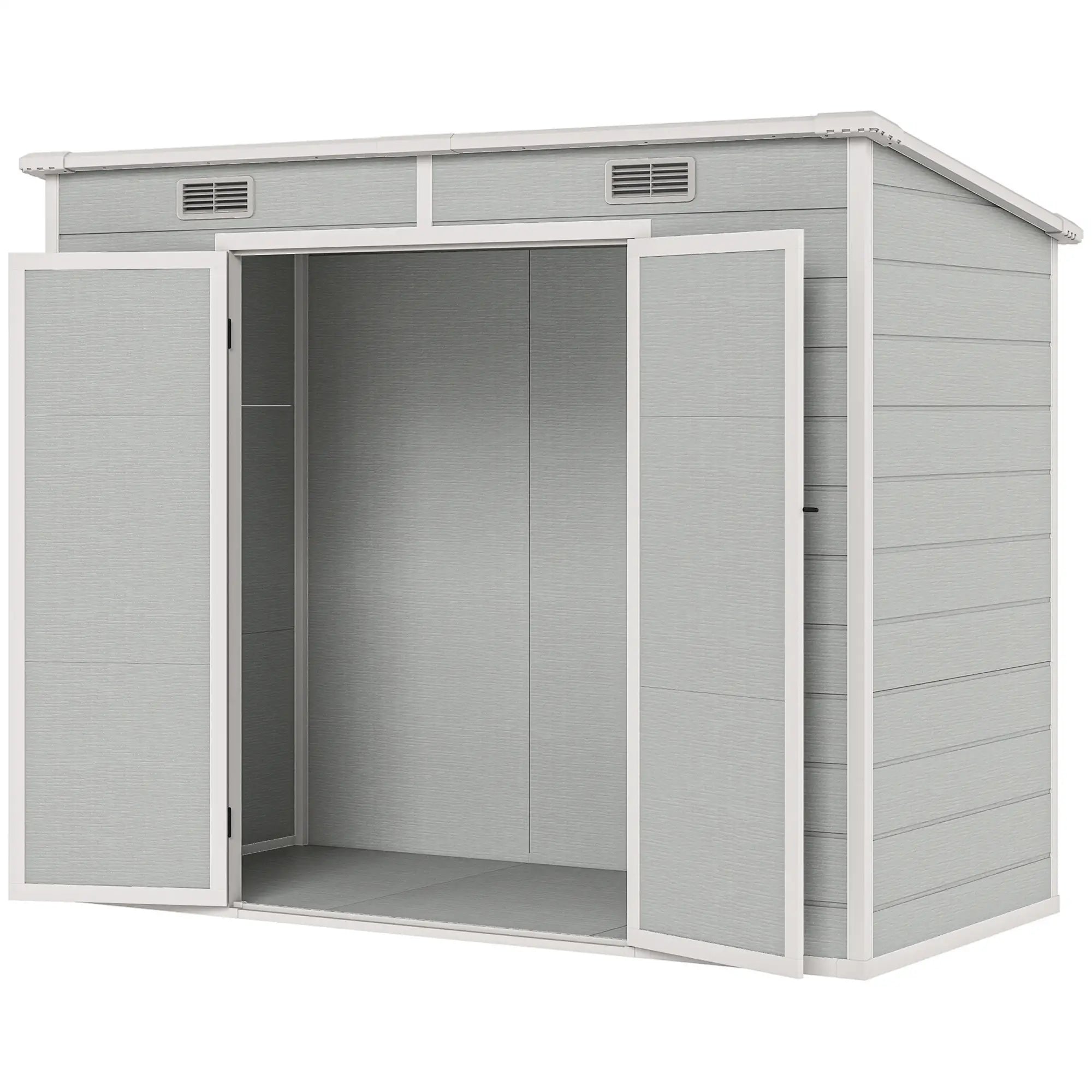 8' x 4' Resin Outdoor Storage Shed, Window, Lockable Doors, Light Grey Sheds Light Grey at Gallery Canada