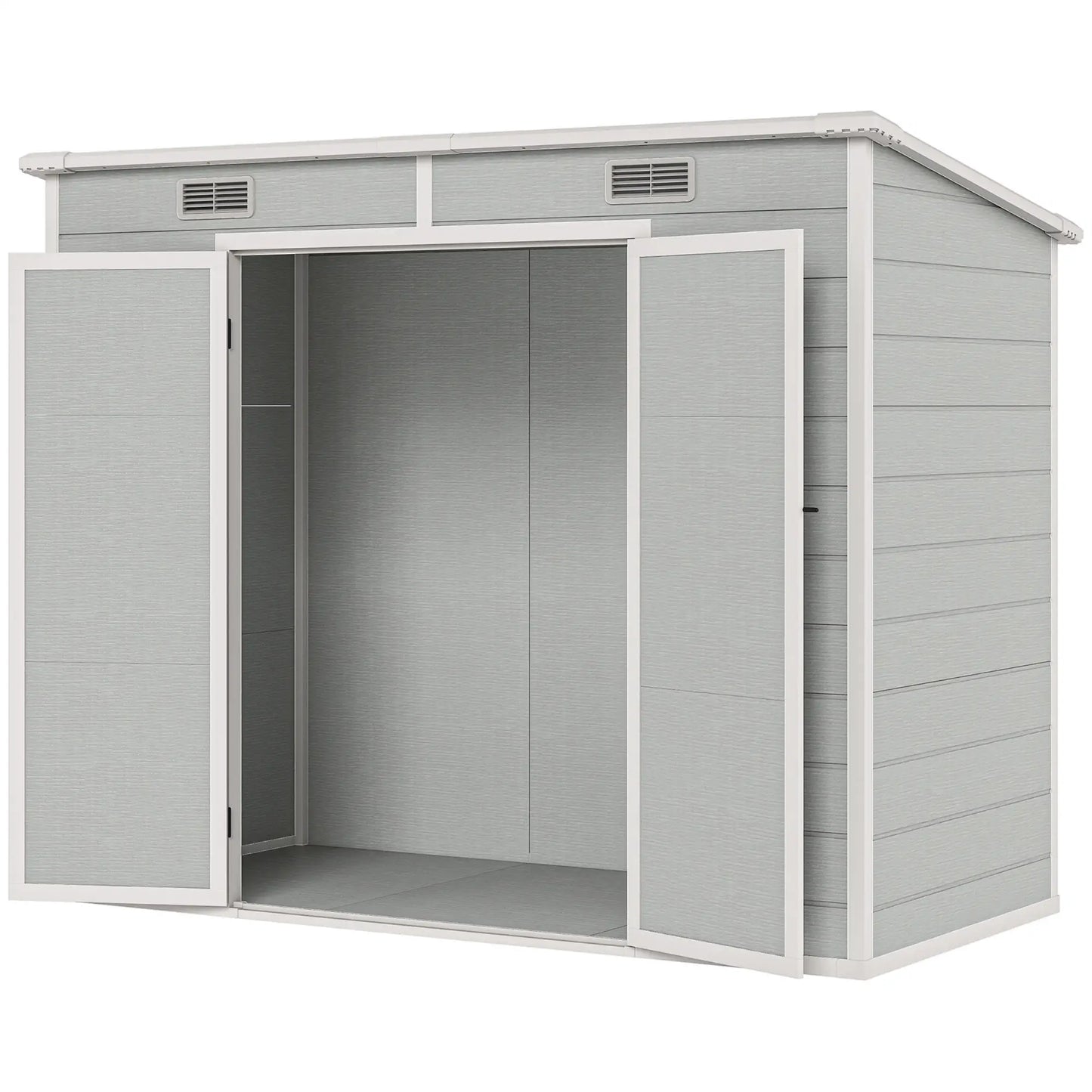8' x 4' Resin Outdoor Storage Shed, Window, Lockable Doors, Light Grey Sheds Light Grey at Gallery Canada