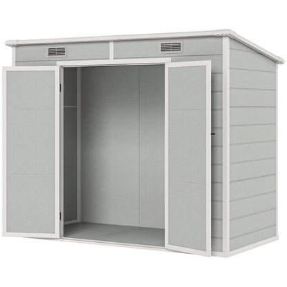 8' x 4' Resin Outdoor Storage Shed, Window, Lockable Doors, Light Grey Sheds Light Grey at Gallery Canada
