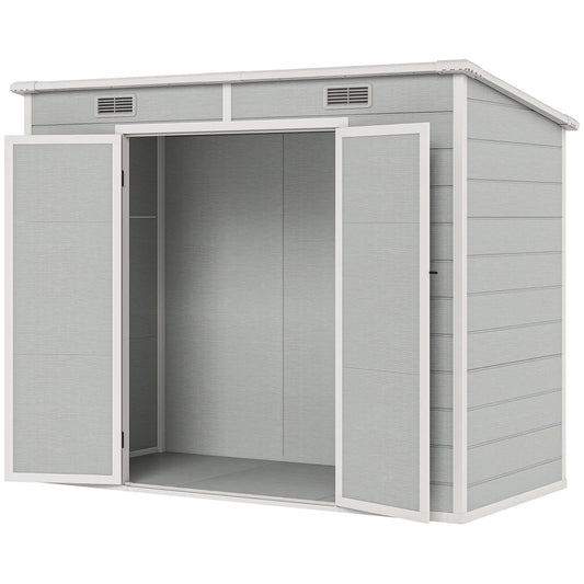 8' x 4' Resin Outdoor Storage Shed, Window, Lockable Doors, Light Grey Sheds Light Grey at Gallery Canada