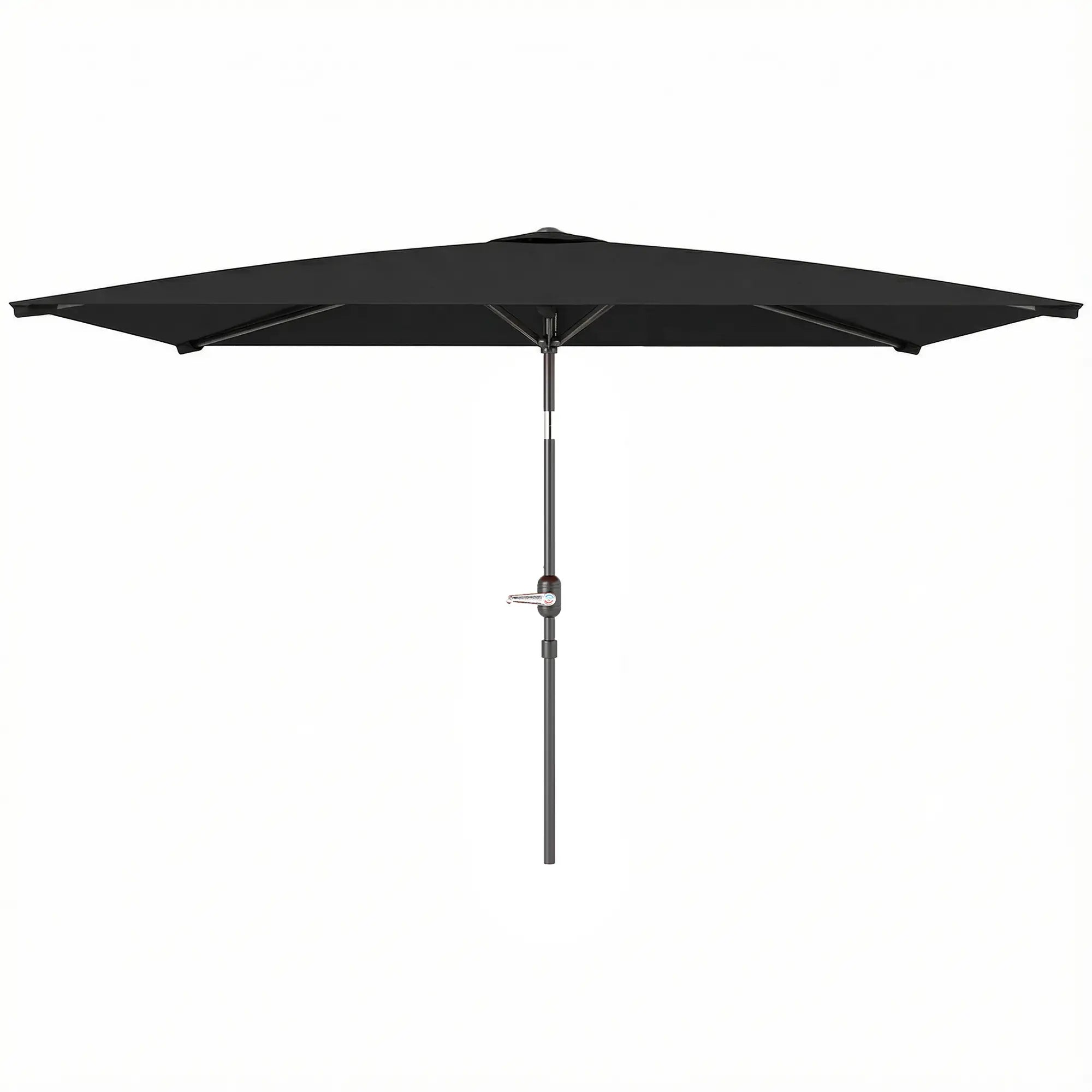 6.4 x 9.7ft Rectangle Aluminum Tilt Patio Umbrella, With Crank, Black Offset Cantilever Umbrellas Black at Gallery Canada