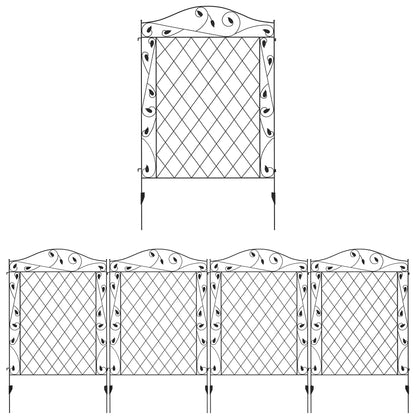 Metal Garden Fence Panels, Animal Barrier, Border Edging, 4 Pack, Wavey Vines Garden Fences Black at Gallery Canada