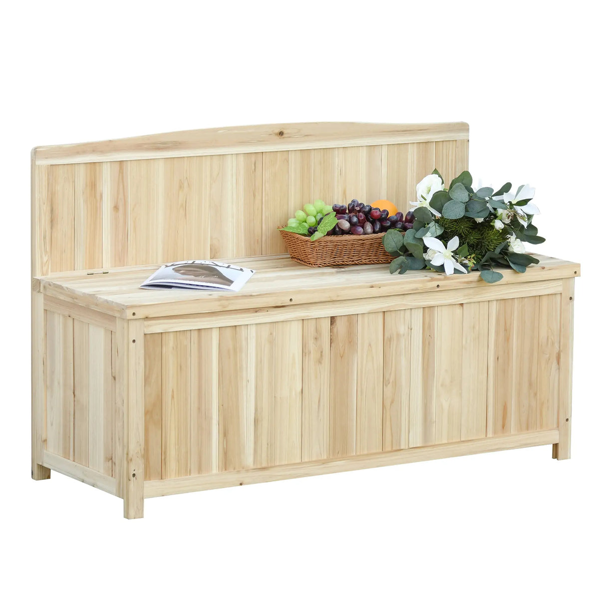 Wooden Garden Bench With Storage Box 45.3x17.7x29.5 Natural Patio Chairs Natural at Gallery Canada