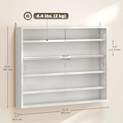 5-Tier Glass Display Cabinet, 2 Doors, 4 Adjustable Shelves, White Display Bookshelves at Gallery Canada
