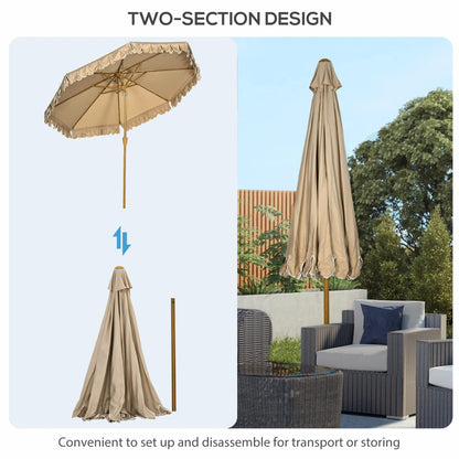 9 ft Outdoor Patio Umbrella, Push Button Tilt Crank, Khaki Patio Umbrellas at Gallery Canada