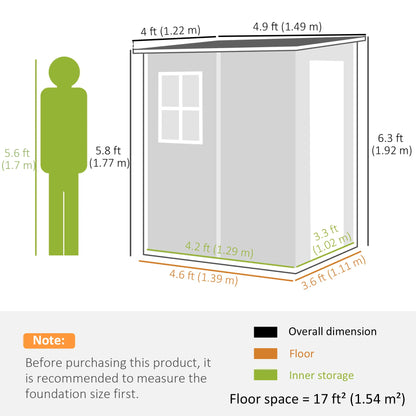 4'x5' Dark Grey Garden Storage Shed, Lockable Tool House, Dark Grey Sheds at Gallery Canada