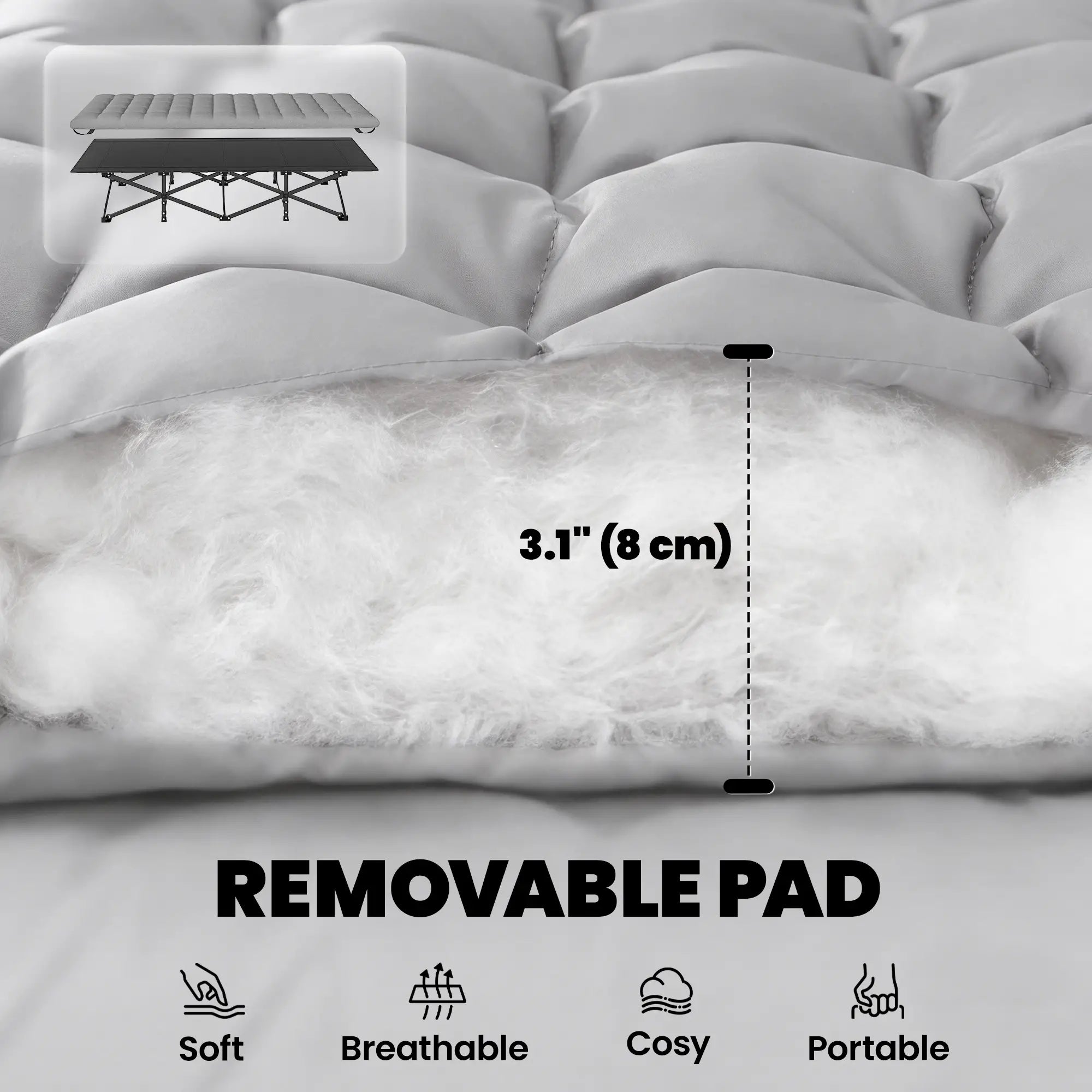 Camping Cot With Soft Pad, 32