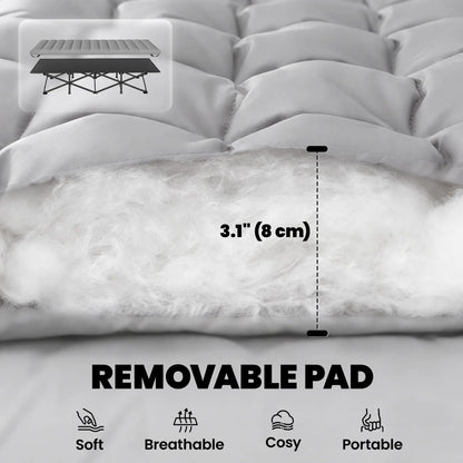 Camping Cot With Soft Pad, 32" Extra Wide, Grey Camping Cots at Gallery Canada