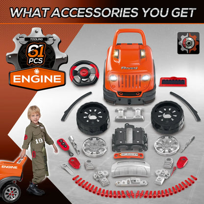Kids Truck Engine Toys, Construction Educational Repair Car Tool Set with Light and Sound, Orange Workbench Toy Sets at Gallery Canada