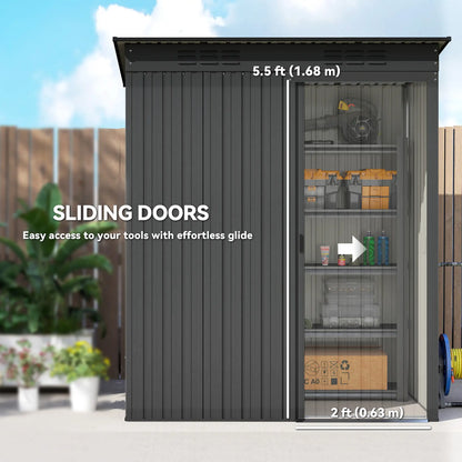 5.2' x 3.5' Metal Garden Shed, Easy Assembly Outdoor Storage, Dark Grey Sheds at Gallery Canada
