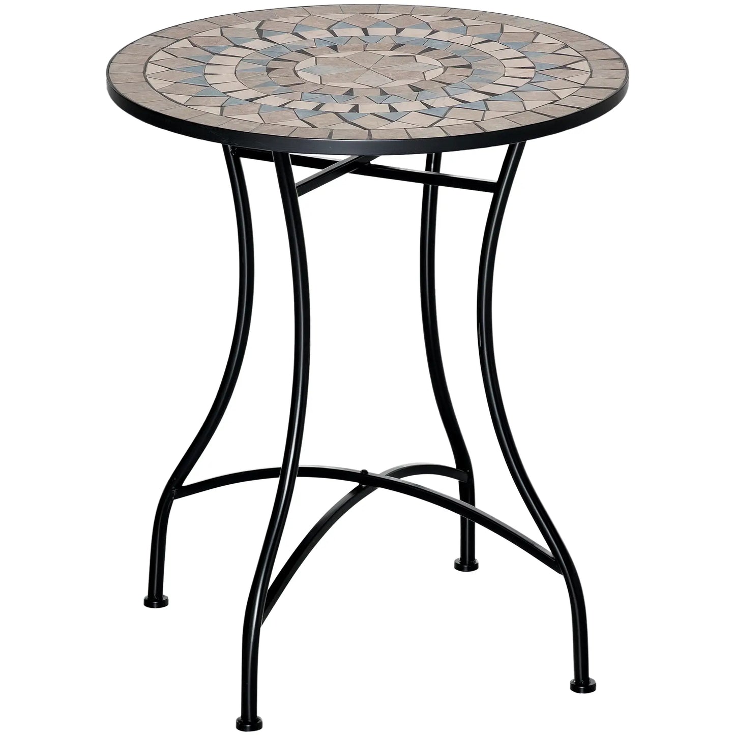 Round Mosaic Patio Table, Metal Frame, Outdoor Garden Furniture, Green Patio Side Tables at Gallery Canada