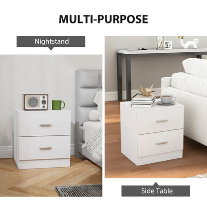 Modern Bedside Table with 2 Drawers, Nightstand, White Bedside Tables at Gallery Canada