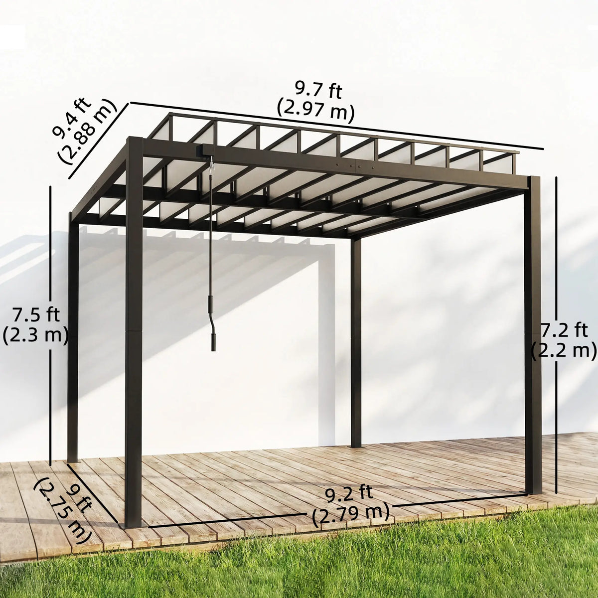 9.5 X 10 Ft Aluminum Louvered Pergola With Clear PC Roof, Clear