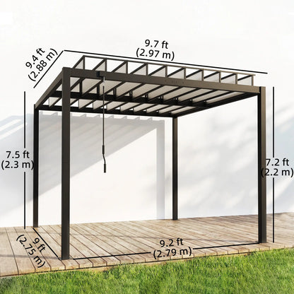 9.5 X 10 Ft Aluminum Louvered Pergola With Clear PC Roof, Clear