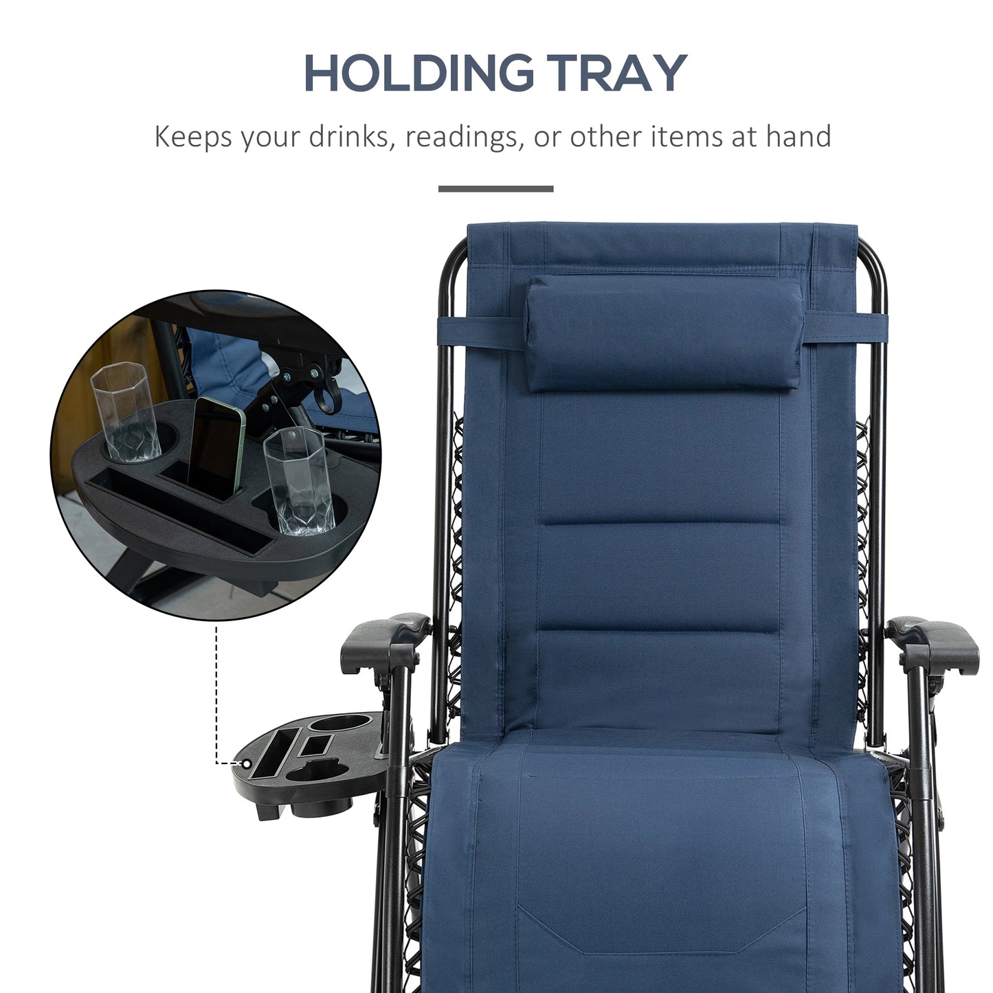Zero Gravity Lounger Chair, Padded, 400 LBS Capacity, Blue Lounger Chairs at Gallery Canada