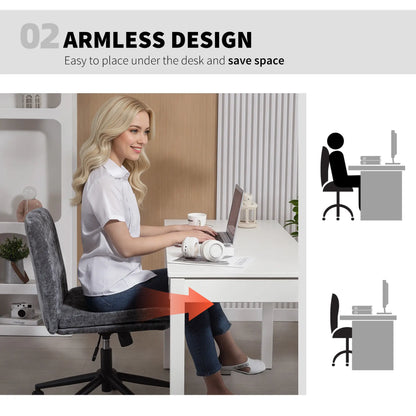 Criss Cross Chair with Wheels, Wide Office Chair, Adjustable Height, Tilting, Grey Task Chairs at Gallery Canada