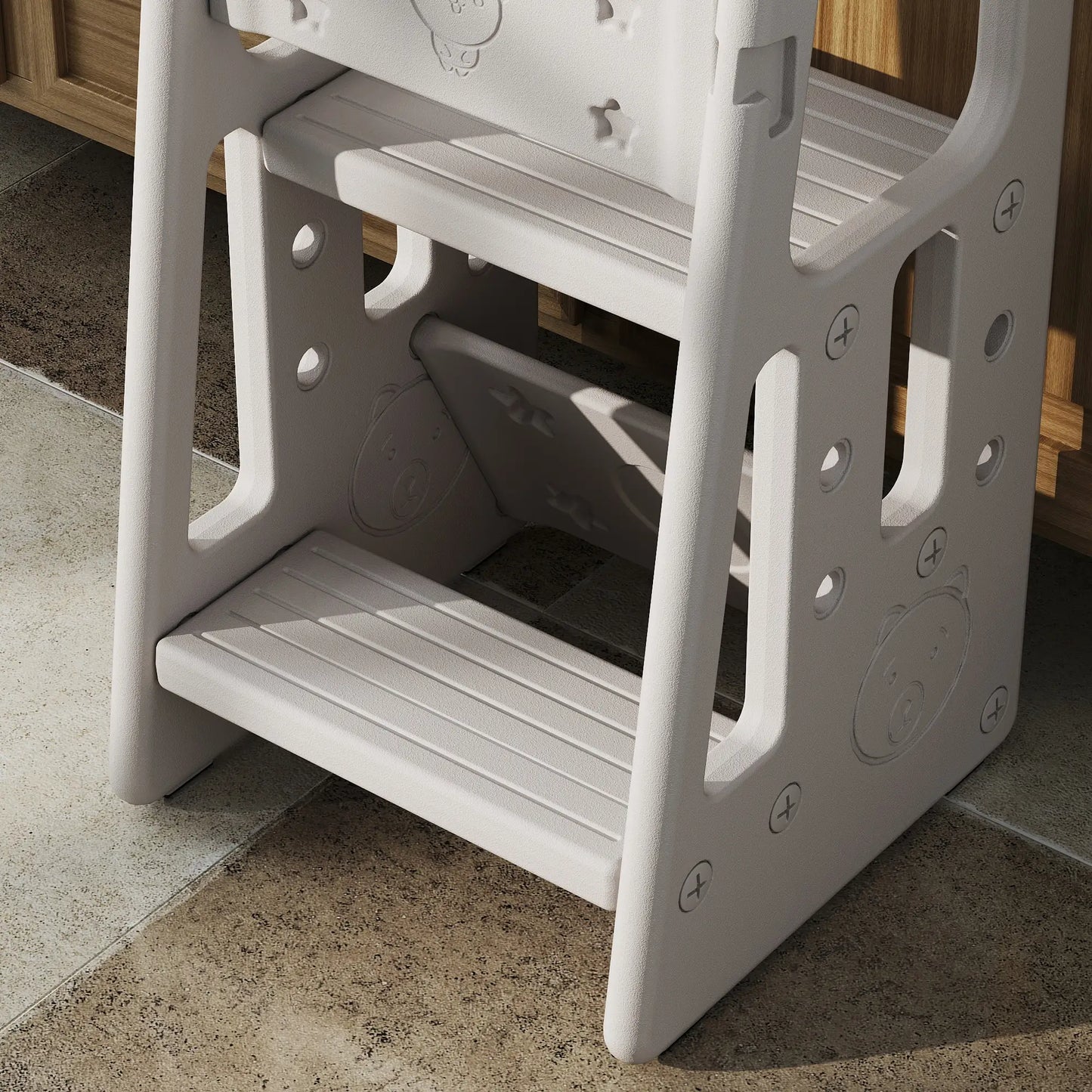 Toddler Kitchen Helper Stool, Adjustable Height, Safety Rail, Grey Toddler & Kids Step Stools at Gallery Canada