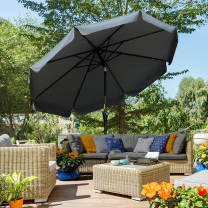 8.5 ft Round Patio Umbrella, Tilt and Crank, Dark Grey Sun Umbrellas at Gallery Canada