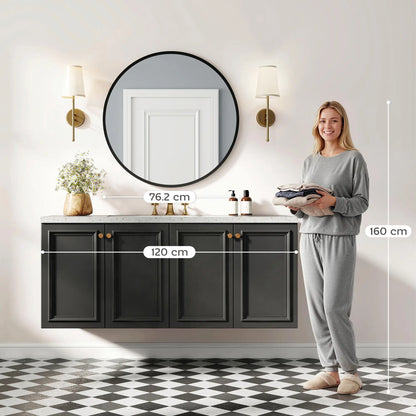 30" Round Mirror, Metal Frame, Bathroom Vanity Mirror, Black Wall Mirrors at Gallery Canada