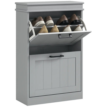 Shoe Storage Cabinet, 2 Flip Drawers, Adjustable Shelves, 10 Pairs, Grey Shoe Storage Cabinets & Racks at Gallery Canada