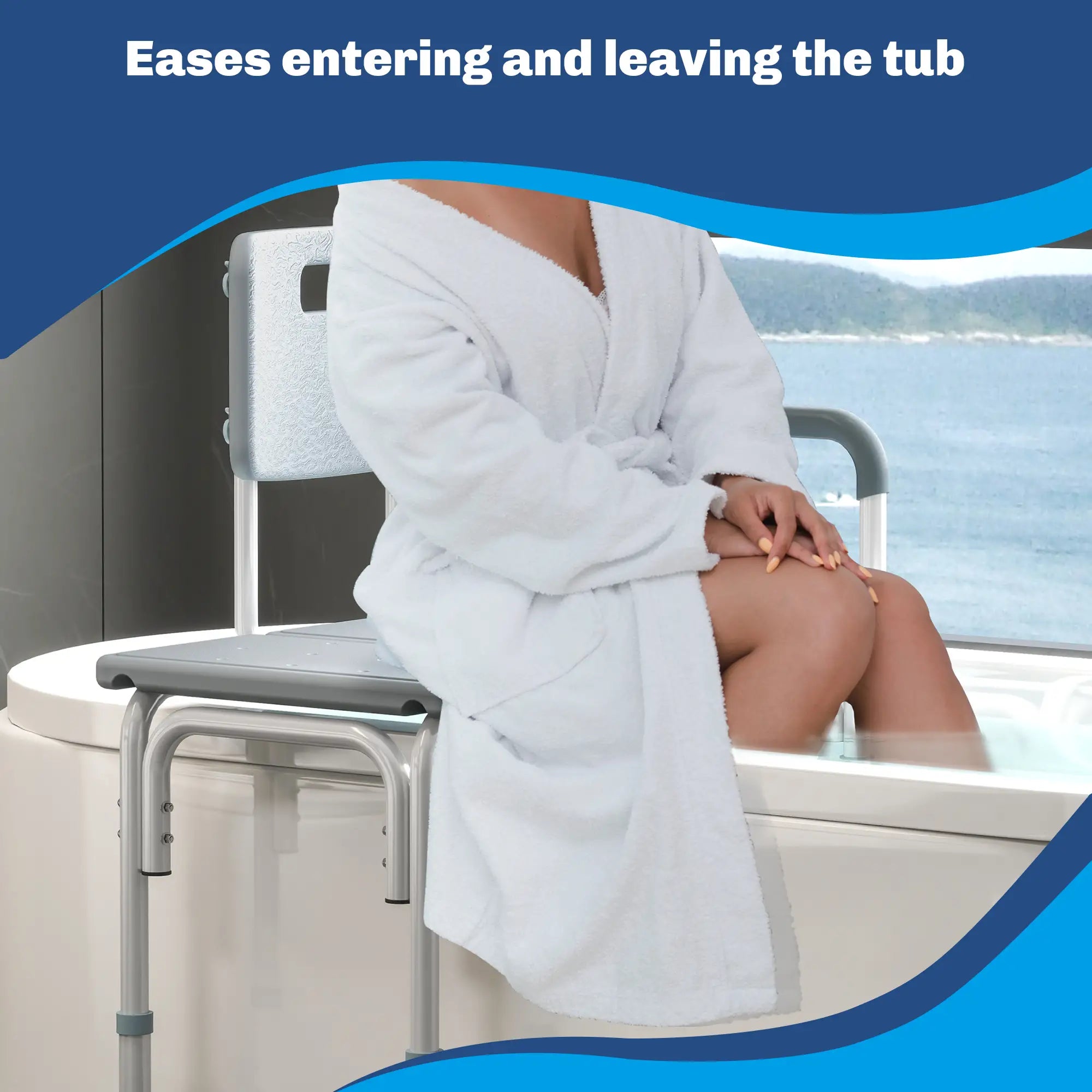 6-Level Adjustable Bath Shower Bench, Aluminum, Non-Slip Feet, Grey Bath Chairs at Gallery Canada