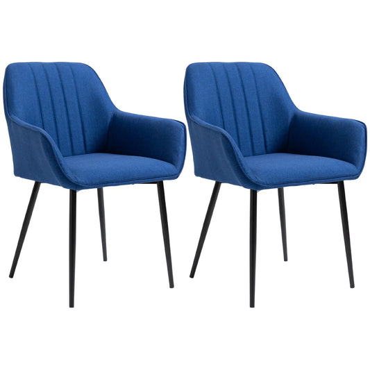 Dining Chairs Set of 2, Upholstered Linen Fabric, Metal Legs, Dark Blue Bar Stools Dark Blue at Gallery Canada