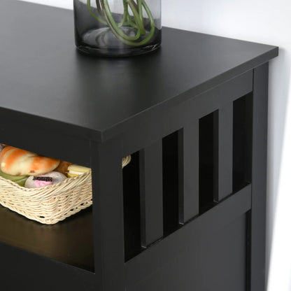 Kitchen Sideboard, Wooden Storage Cabinet, 2-Level Shelf, Black Bar Cabinets at Gallery Canada