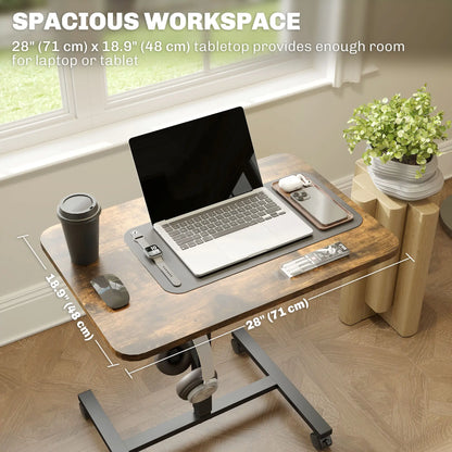 Height Adjustable Standing Desk, Pneumatic Sit Stand Desk, Rustic Brown Office Desks & Work Stations at Gallery Canada