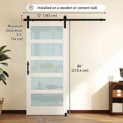 Sliding Barn Door 36x84 In, PVC, Hardware Kit, White