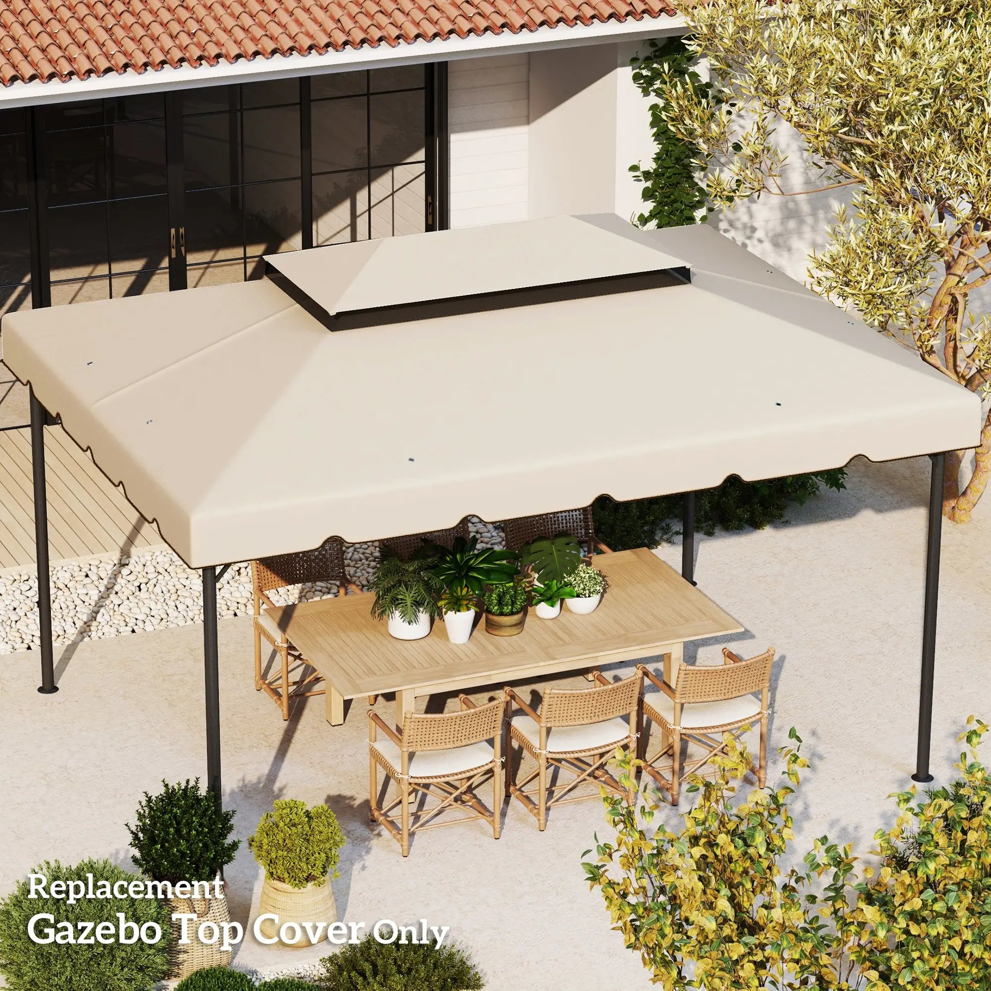 13' x 10' Gazebo Canopy, Double Vented Roof, Cream Gazebo Canopy Replacement at Gallery Canada